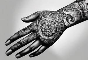 Swirling black ink, sleeve, glove tattoo idea