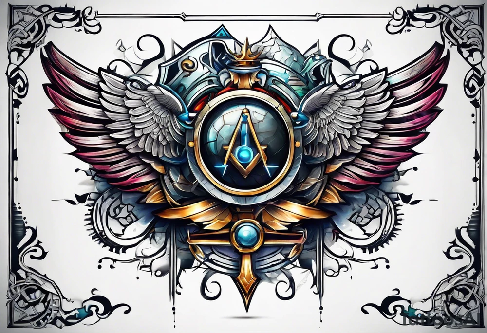 free masonry symbol , rectangle tattoo idea
