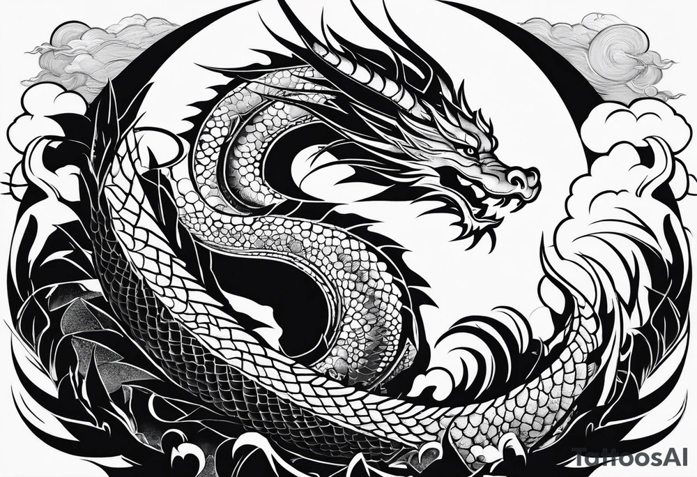 strength, small, sleeping dragon elegant, sun, lenghty, tattoo idea
