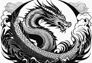 strength, small, sleeping dragon elegant, sun, lenghty, tattoo idea