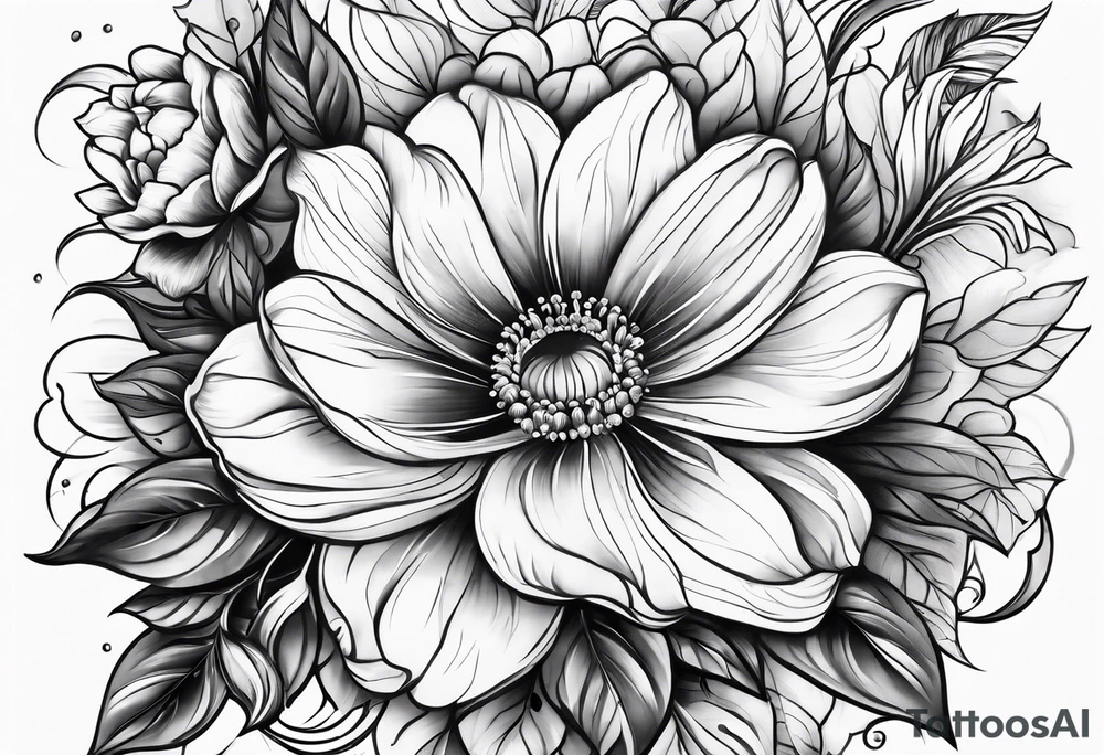 a flower tattoo with the number 5 tattoo idea a flower tattoo with the number 5 tattoo idea