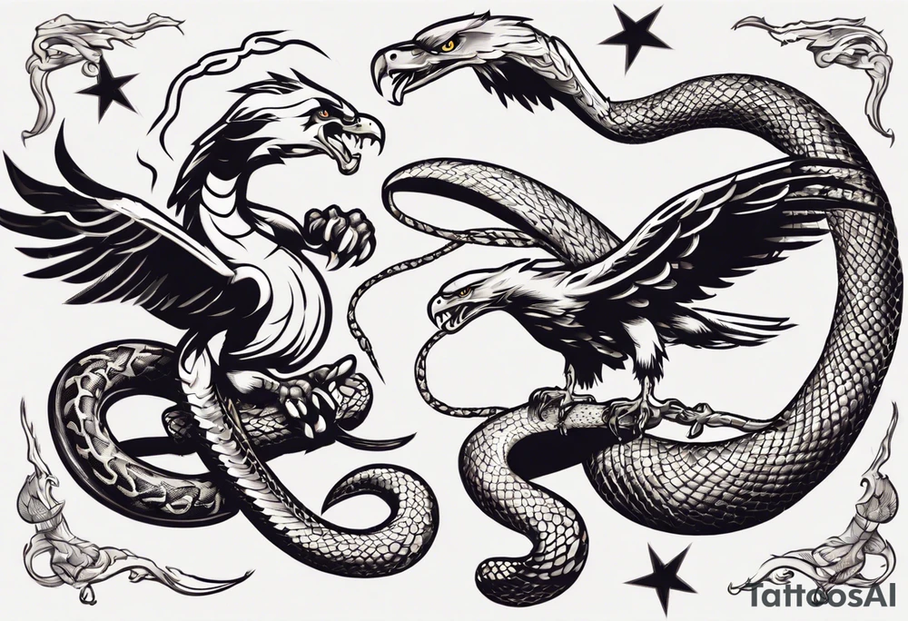 The snake is fighting with an eagle tattoo idea