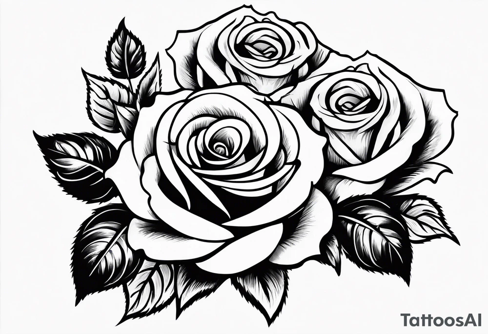 4 roses with a banner tattoo idea