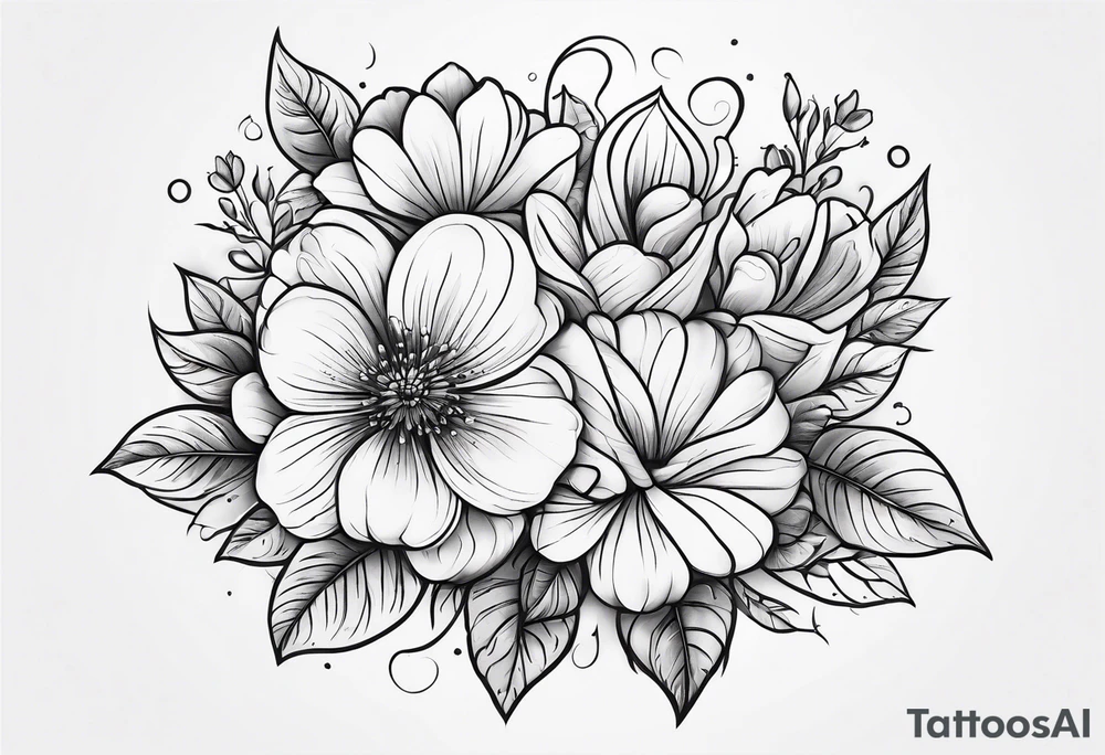Flowers and hearts tattoo idea