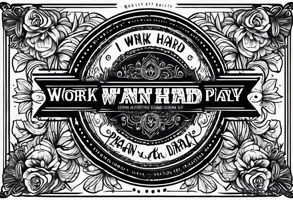 I want a painting style tattoo with the words "work hard" and "play hard". tattoo idea