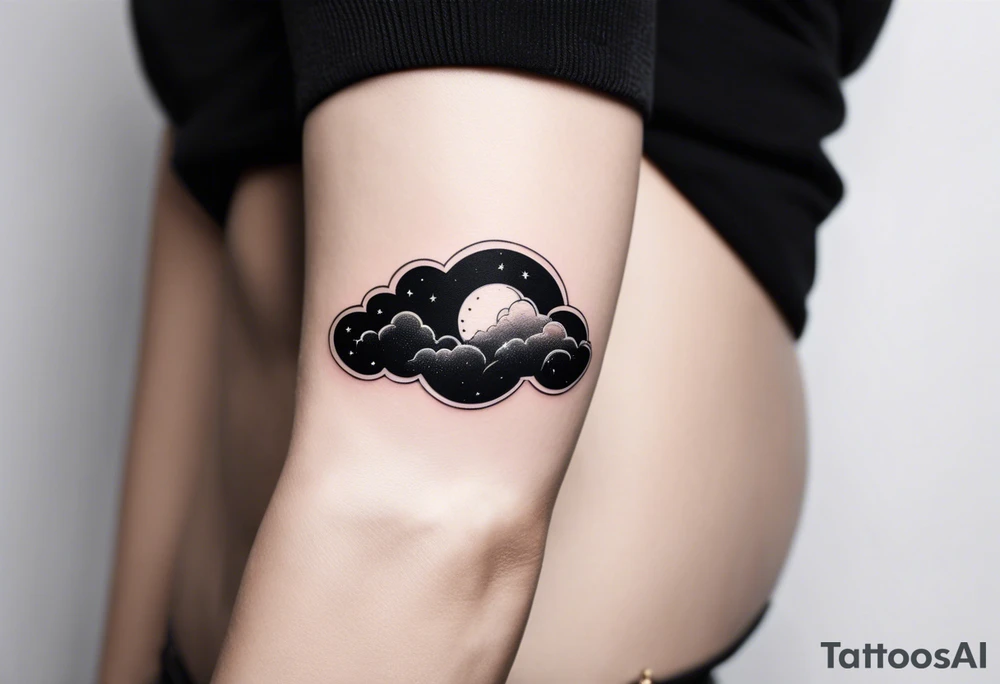 A wrist tattoo in a format of a cloud with the bracelet orientation and inside of this cloud I want galaxy stars and planets tattoo idea