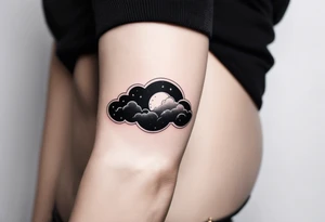 A wrist tattoo in a format of a cloud with the bracelet orientation and inside of this cloud I want galaxy stars and planets tattoo idea