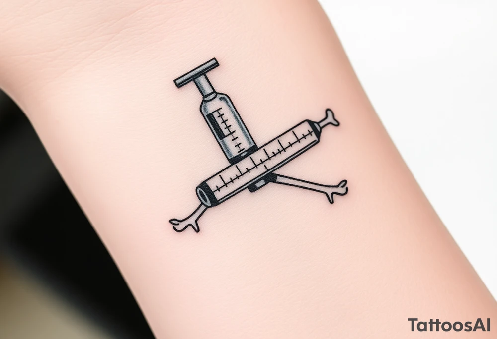 nurse syringe crossing like crossbones tattoo idea