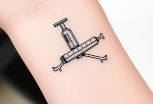 nurse syringe crossing like crossbones tattoo idea