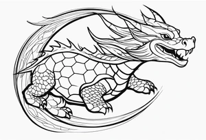 an outline of a dragon wrapping around a turtle tattoo idea