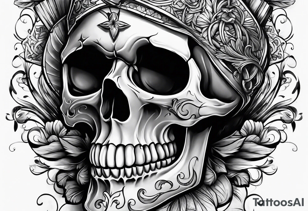 Realistic skull tattoo idea