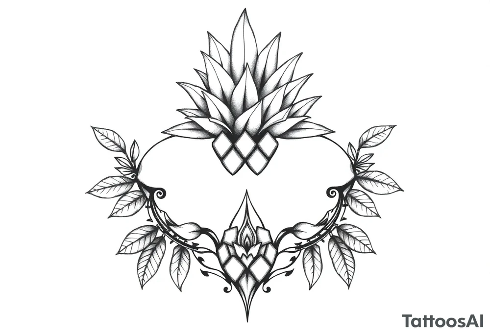 Bushy crown pineapple vagina, design to go over vagina , erotic vagina area design, anus to be at the bottom tattoo idea