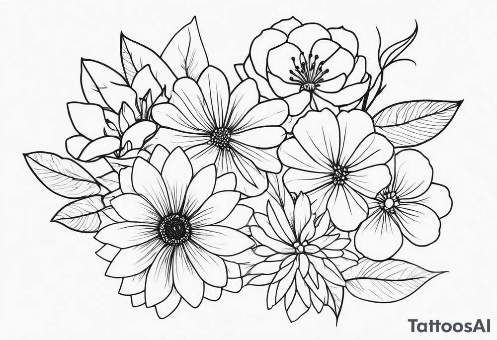 fine line  flowers tattoo idea