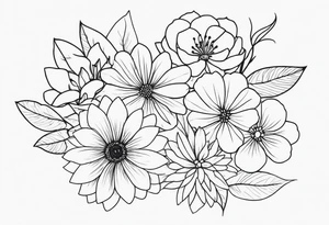 fine line  flowers tattoo idea