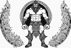 full body strong mythical giant with one eye tattoo idea
