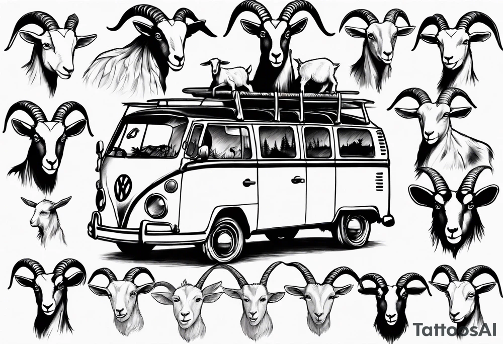 Goats on a Volkswagon tattoo idea