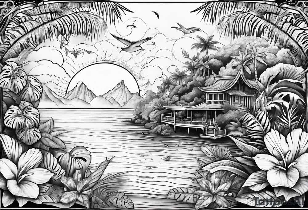 Tropical islands tattoo idea
