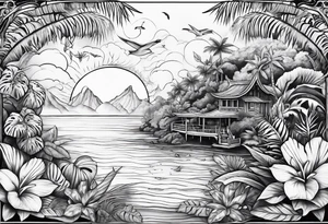 Tropical islands tattoo idea