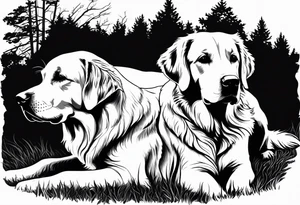 I want two dogs next to each other. One is a golden retriever and the other is a yellow lab. tattoo idea