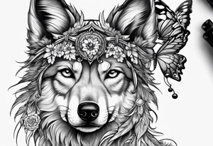 Wolf puppy, peacock feather, butterfly,, hummingbird tattoo idea