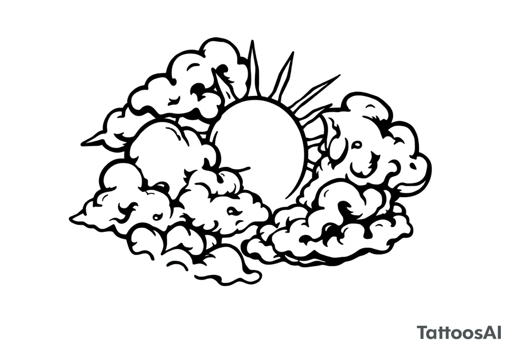 The clouds, the sun, and the moon tattoo idea