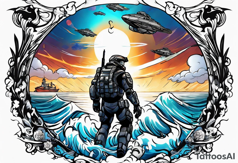 Halo 3 Marine reaching for the sky tattoo idea tattoo idea