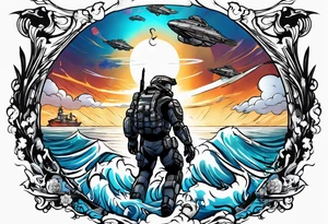 Halo 3 Marine reaching for the sky tattoo idea tattoo idea
