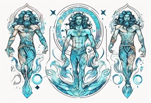 The Zodiac sign Aquarius in Human male form, mystic and spiritual. tattoo idea