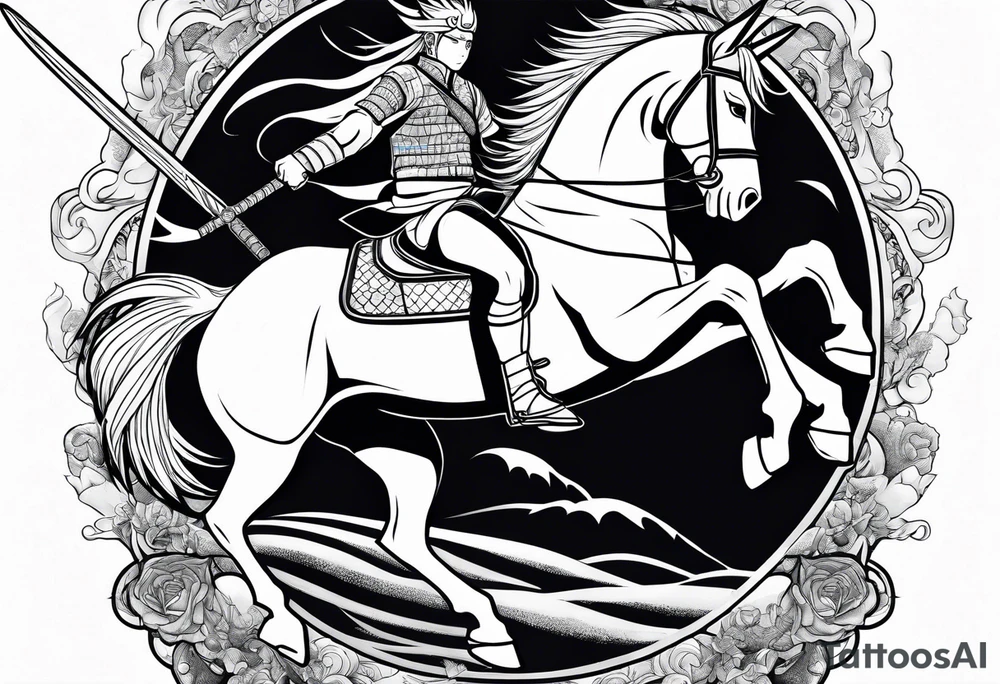 naruto riding a unicorn tattoo idea