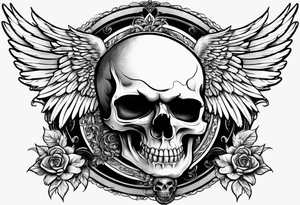Angel wings with skull tattoo idea
