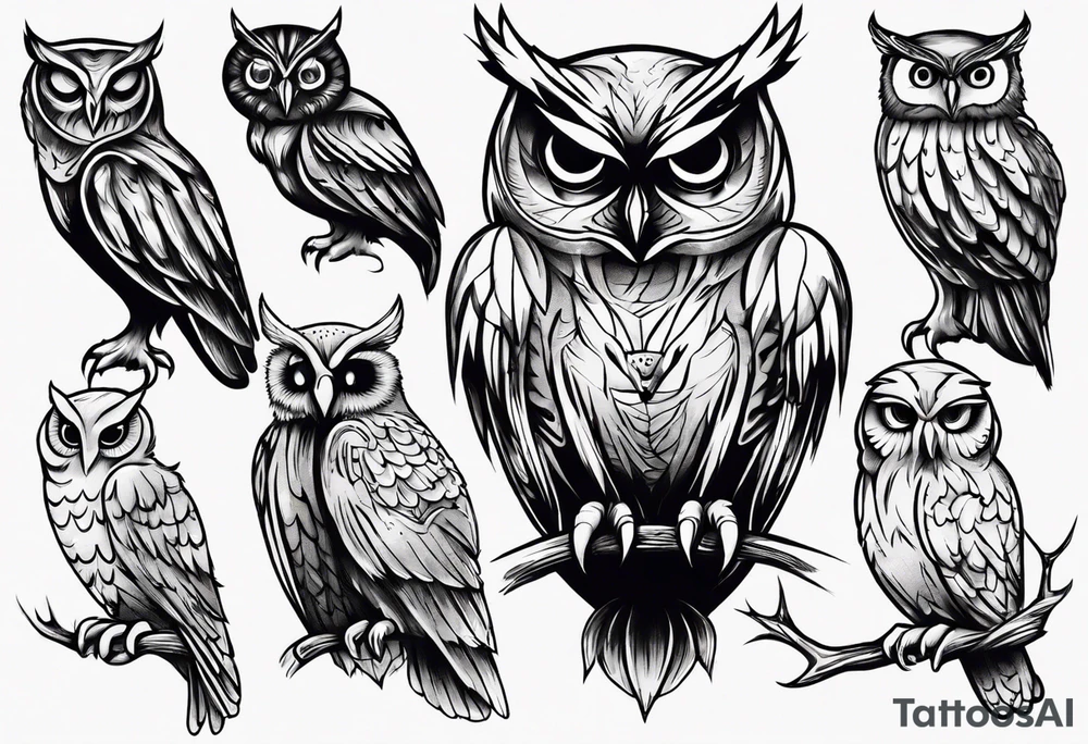 Night owl tattoo idea