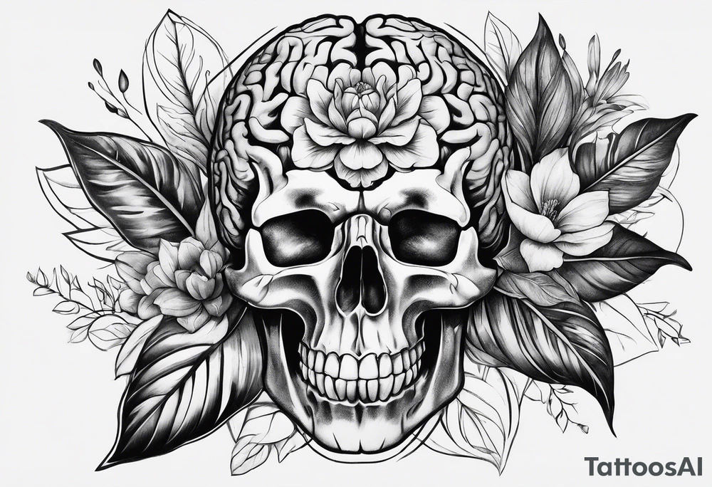 Brain and flower tattoo idea