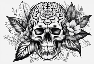 Brain and flower tattoo idea