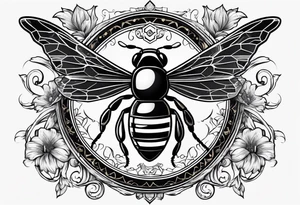 a bee inside of a emblem, like a family blason tattoo idea