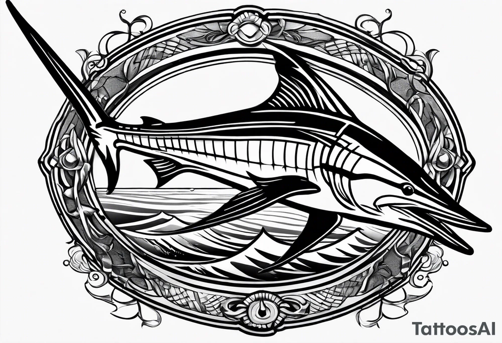 Fishing blue marlin tattoo idea