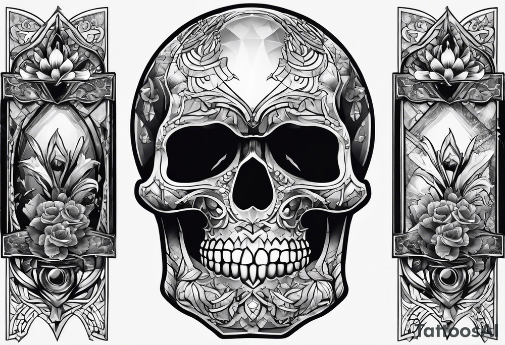 rock gemstone with skull inside tattoo idea