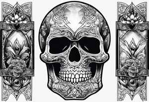 rock gemstone with skull inside tattoo idea