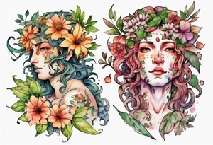 Dionysus covered in flowers and leaves tattoo idea
