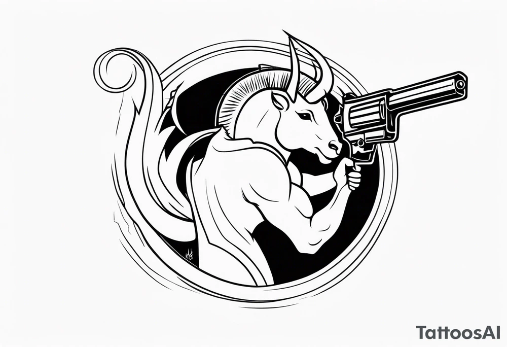 capricorn man with gun tattoo idea