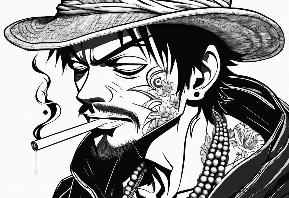Monkey d luffy smoking a blunt tattoo idea