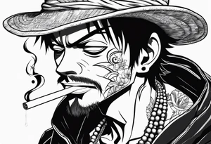 Monkey d luffy smoking a blunt tattoo idea