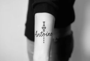 Make me a tattoo design with my husbands name Antonio stacking up and down tattoo idea