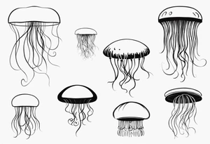 a jellyfish, with the word "Wisp" in cursive writing tattoo idea