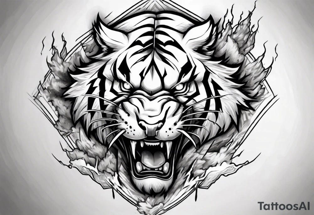 A thunder god tiger forearm tattoo, with lightning filling the area tattoo idea