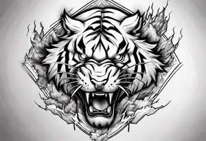A thunder god tiger forearm tattoo, with lightning filling the area tattoo idea