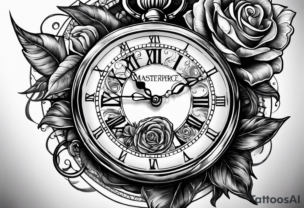 hand holding pocket  watch tattoo idea