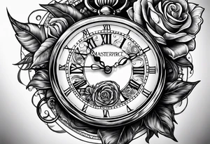 hand holding pocket  watch tattoo idea