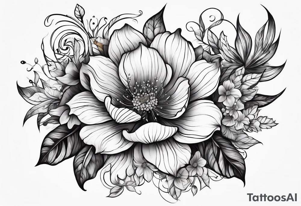 sea, flower tattoo idea