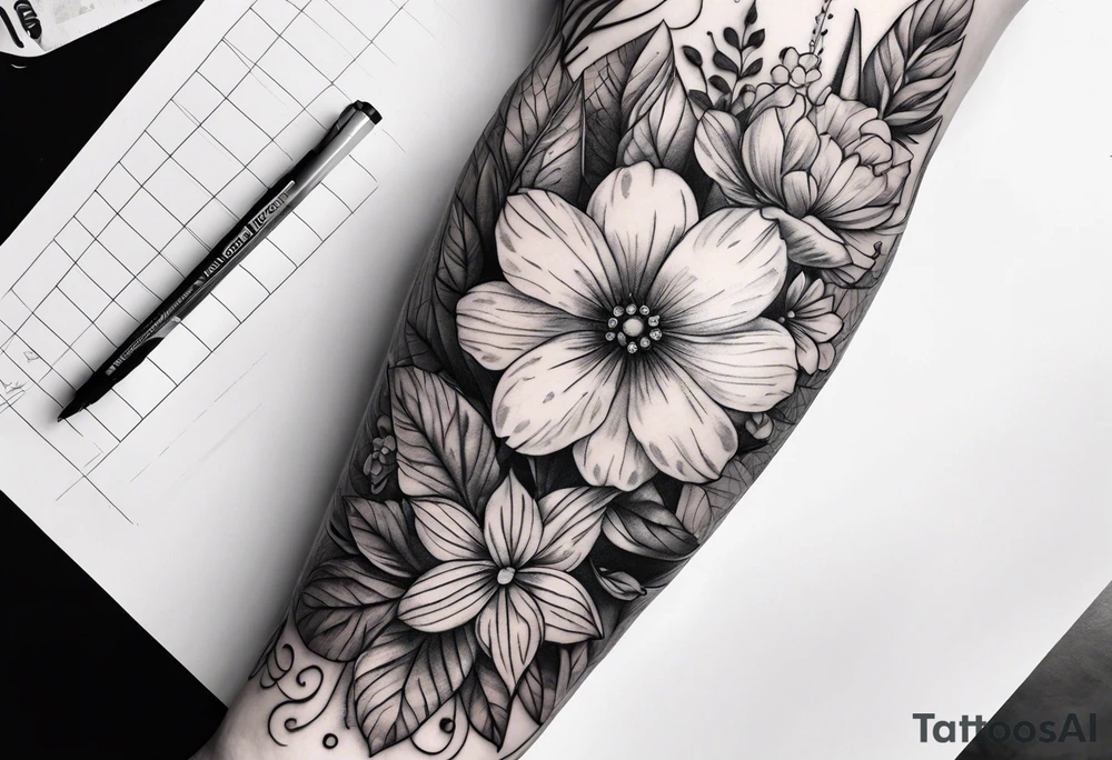 Floral arm sleeve tattoo idea
