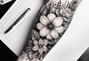 Floral arm sleeve tattoo idea